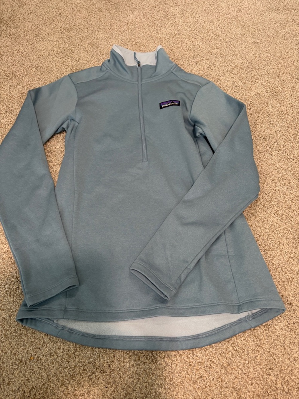 Patagonia Women's R1 Daily 1/4 Zip Neck Pullover Small Light Blue 40505 EUC
